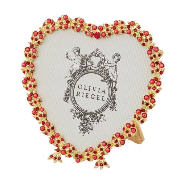 Load image into Gallery viewer, Olivia Riegel Gold Contessa Heart 3.5" Frame with Ruby Crystals &amp; Red Pearls
