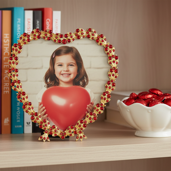 Load image into Gallery viewer, Olivia Riegel Gold Contessa Heart 3.5" Frame with Ruby Crystals &amp; Red Pearls
