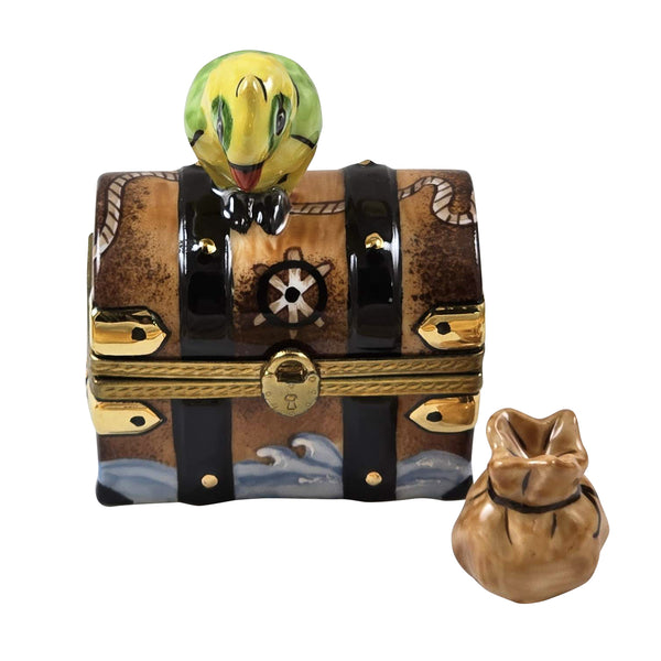 Load image into Gallery viewer, Rochard "Treasure Chest with Parrot" Limoges Box
