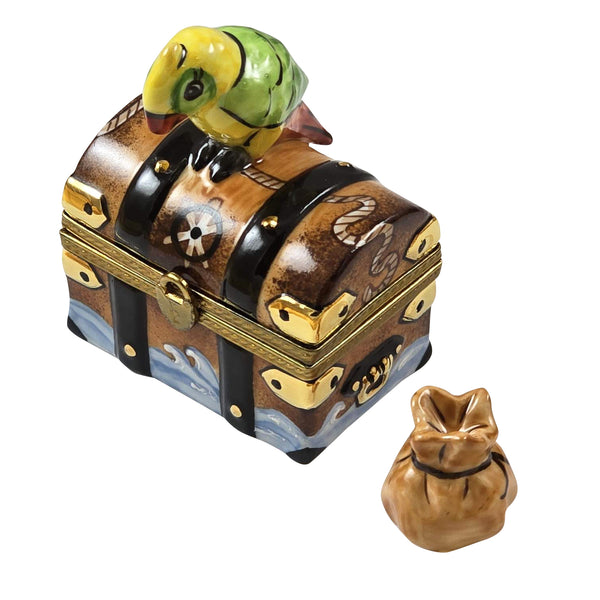 Load image into Gallery viewer, Rochard "Treasure Chest with Parrot" Limoges Box
