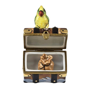 Rochard "Treasure Chest with Parrot" Limoges Box