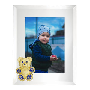 Olivia Riegel Gold Teddy Bear with Sapphire Crystals 5" x 7" Frame
