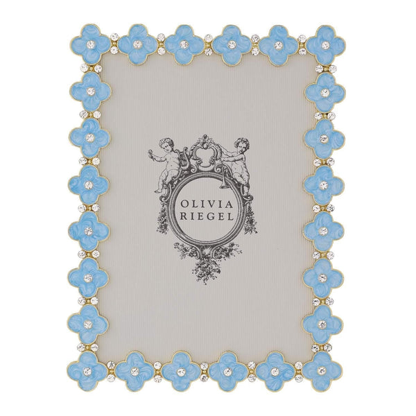 Load image into Gallery viewer, Olivia Riegel Light Blue Enamel Clover 5" x 7" Frame, Gold
