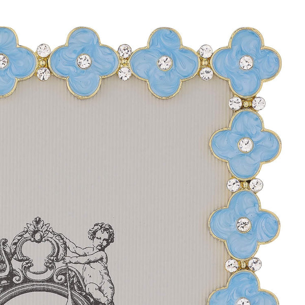 Load image into Gallery viewer, Olivia Riegel Light Blue Enamel Clover 5" x 7" Frame, Gold
