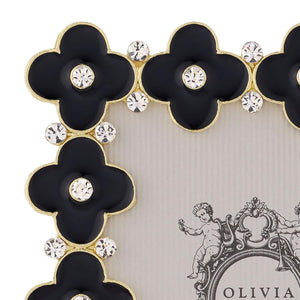 Olivia Riegel Black Enamel Clover 2.5" x 3.5" Frame, Gold
