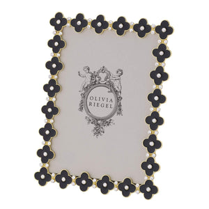 Olivia Riegel Black Enamel Clover 5" x 7" Frame, Gold
