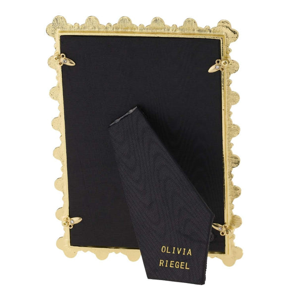 Load image into Gallery viewer, Olivia Riegel Black Enamel Clover 5" x 7" Frame, Gold
