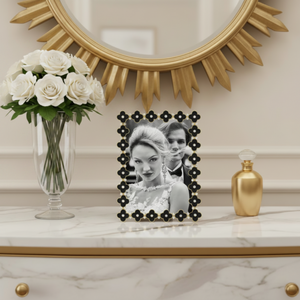 Olivia Riegel Black Enamel Clover 5" x 7" Frame, Gold