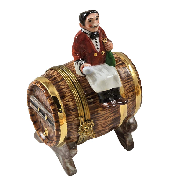 Load image into Gallery viewer, Rochard &quot;Sommelier on Wine Barrel&quot; Limoges Box
