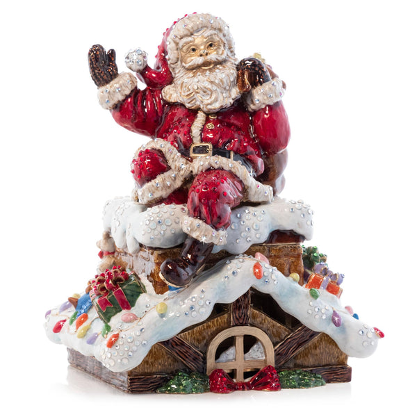 Load image into Gallery viewer, Jay Strongwater Rooftop Santa Music Figure - Jingle Bells
