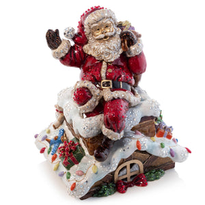 Jay Strongwater Rooftop Santa Music Figure - Jingle Bells