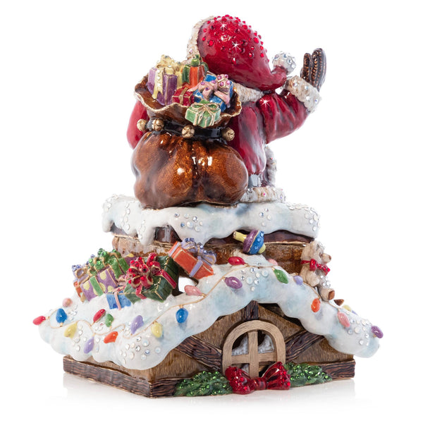 Load image into Gallery viewer, Jay Strongwater Rooftop Santa Music Figure - Jingle Bells
