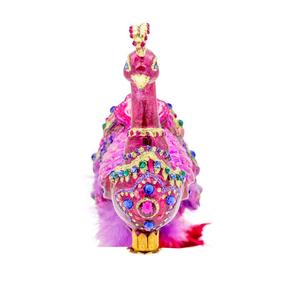 Jay Strongwater Peacock Ornament Clip - Bright Pink
