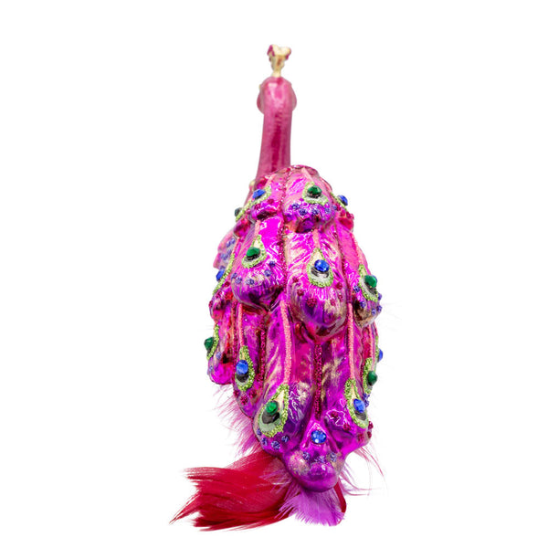 Load image into Gallery viewer, Jay Strongwater Peacock Ornament Clip - Bright Pink
