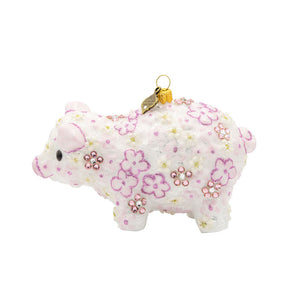 Jay Strongwater Pink Floral Piggy Ornament
