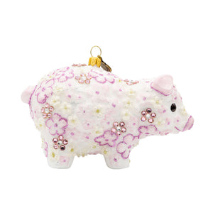 Jay Strongwater Pink Floral Piggy Ornament
