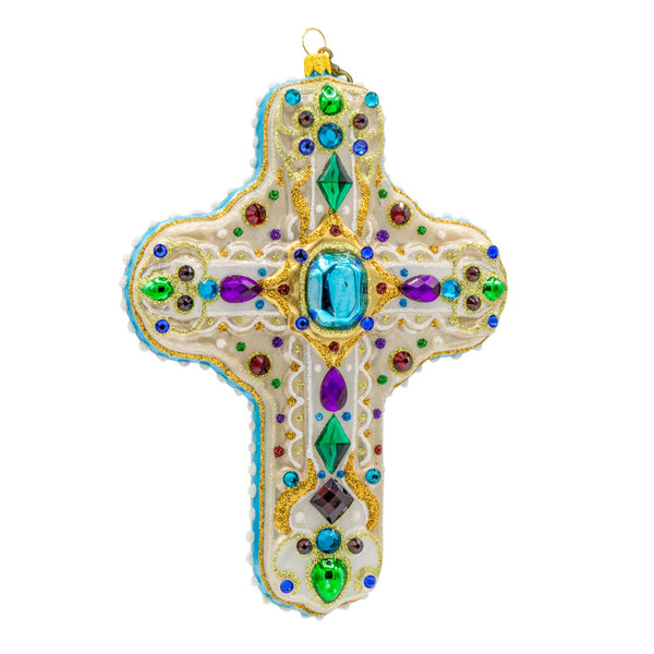 Load image into Gallery viewer, Jay Strongwater Sacred Jewel Cross Ornament
