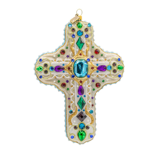 Load image into Gallery viewer, Jay Strongwater Sacred Jewel Cross Ornament
