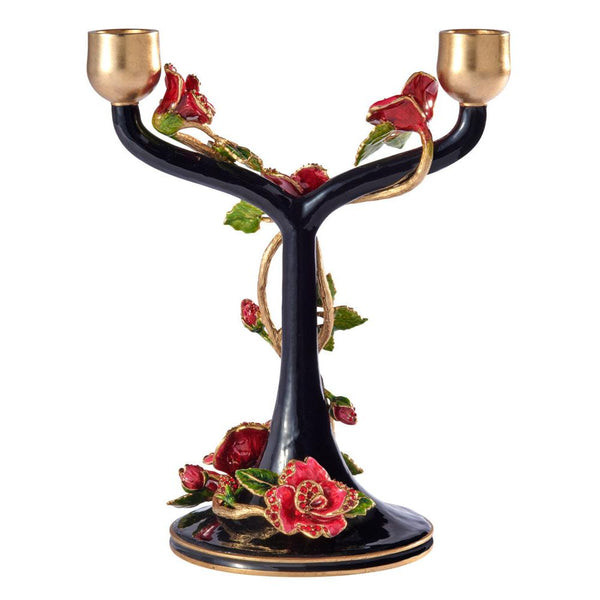 Load image into Gallery viewer, Jay Strongwater Lisha Night Bloom Double Candlestick
