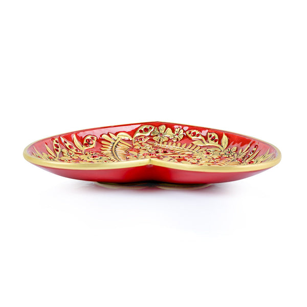 Load image into Gallery viewer, Jay Strongwater Aria Floral Heart Trinket Tray - Ruby
