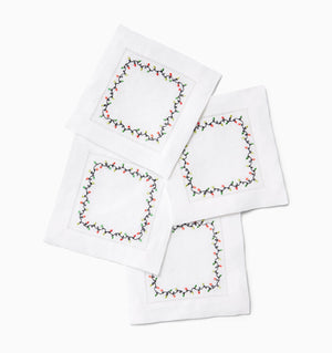 Sferra Luci - Set of 4 - Red/Green Cocktail Napkins