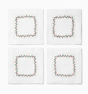 Sferra Luci - Set of 4 - Red/Green Cocktail Napkins