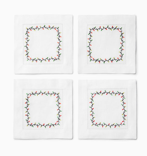Load image into Gallery viewer, Sferra Luci - Set of 4 - Red/Green Cocktail Napkins
