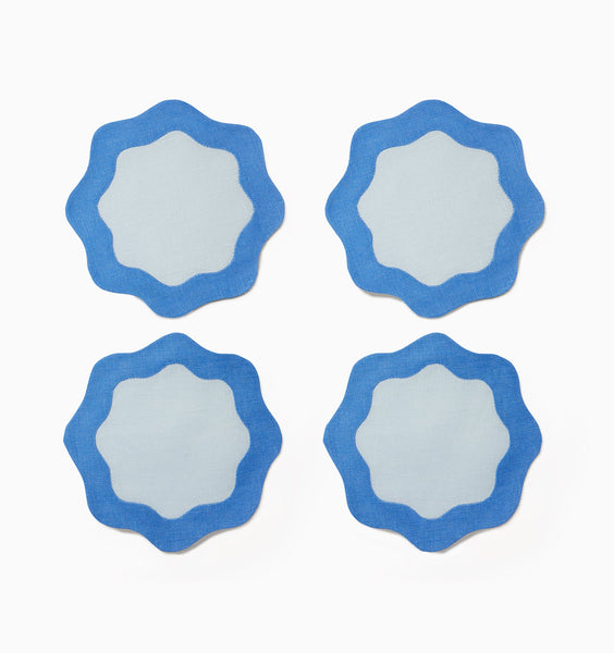 Load image into Gallery viewer, Sferra Ondulato - Sky/Cobalt - Set of 6 - Cocktail Napkins
