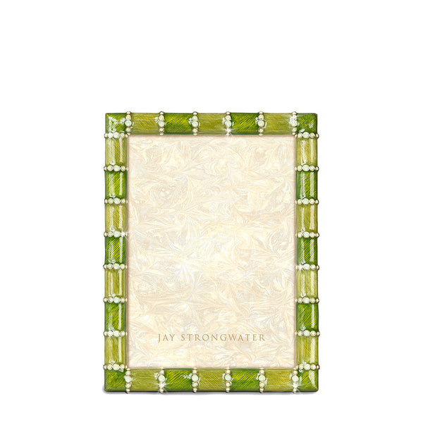 Load image into Gallery viewer, Jay Strongwater Pierce Striped 5 x 7 Frame - Leaf Green
