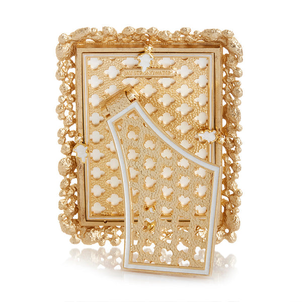 Load image into Gallery viewer, Jay Strongwater Emery Bejeweled 4" x 6" Picture Frame - White Opal
