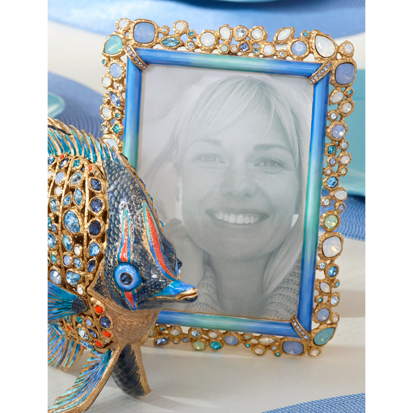 Load image into Gallery viewer, Jay Strongwater Emery Bejeweled 4" x 6" Picture Frame - Oceana
