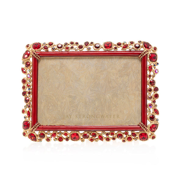 Load image into Gallery viewer, Jay Strongwater Emery Bejeweled 4" x 6" Picture Frame - Ruby
