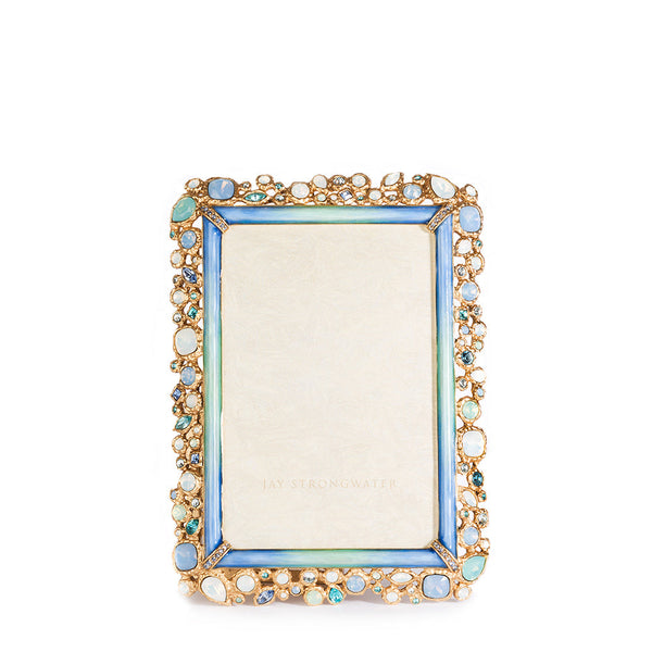 Load image into Gallery viewer, Jay Strongwater Emery Bejeweled 4" x 6" Picture Frame - Oceana
