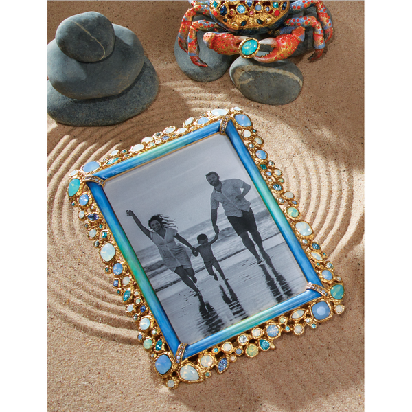 Load image into Gallery viewer, Jay Strongwater Emery Bejeweled 4" x 6" Picture Frame - Oceana

