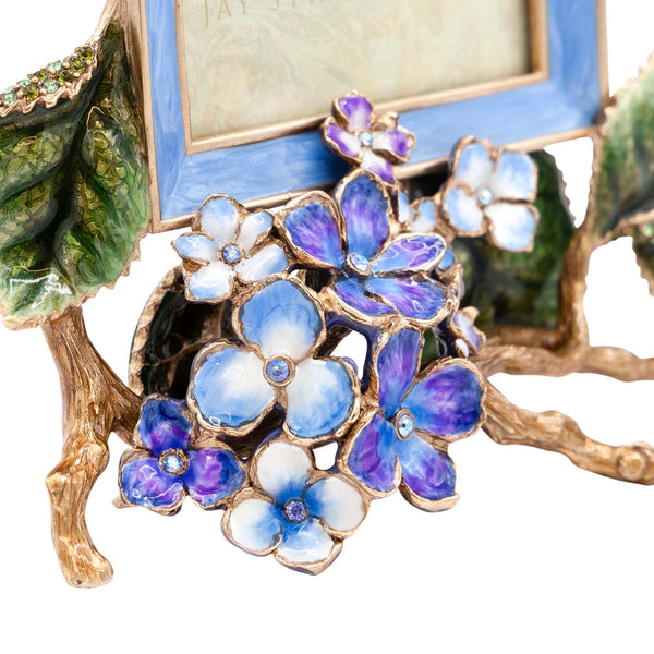 Load image into Gallery viewer, Jay Strongwater Colbie Hydrangea 3"x4" Picture Frame - Blue
