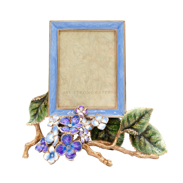 Load image into Gallery viewer, Jay Strongwater Colbie Hydrangea 3"x4" Picture Frame - Blue
