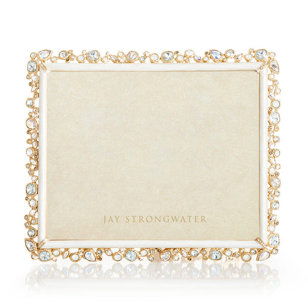 Load image into Gallery viewer, Jay Strongwater Theo Bejeweled 8" x 10" Picture Frame - White Opal
