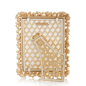 Jay Strongwater Leslie Bejeweled 5" x 7" Picture Frame - White Opal