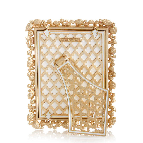 Load image into Gallery viewer, Jay Strongwater Leslie Bejeweled 5" x 7" Picture Frame - White Opal

