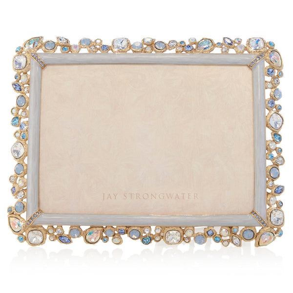 Load image into Gallery viewer, Jay Strongwater Leslie Bejeweled 5" x 7" Picture Frame - Baby Blue
