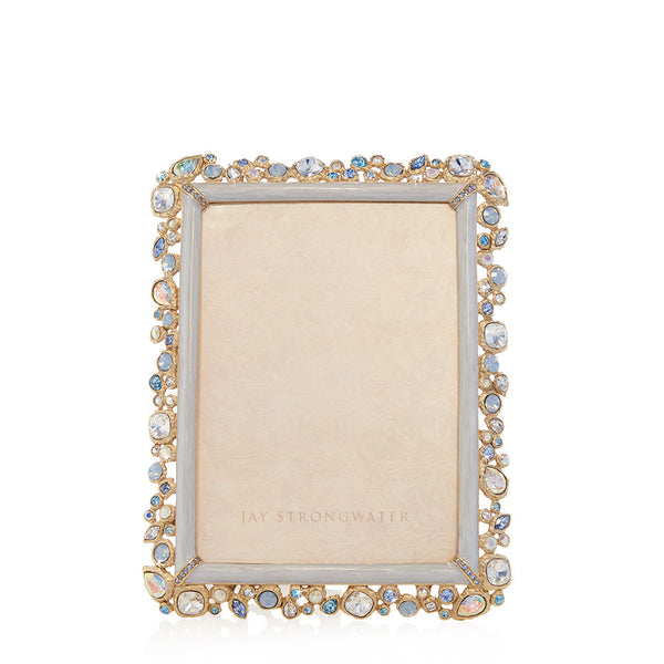 Load image into Gallery viewer, Jay Strongwater Leslie Bejeweled 5" x 7" Picture Frame - Baby Blue
