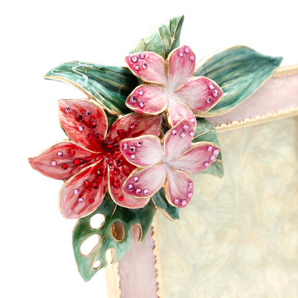 Load image into Gallery viewer, Jay Strongwater Amara Tropical Flower 3x4 Picture Frame
