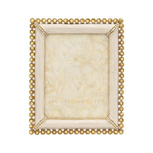 Jay Strongwater Lucas Stone Edge 5" x 7" Picture Frame - Gold Clear Stone