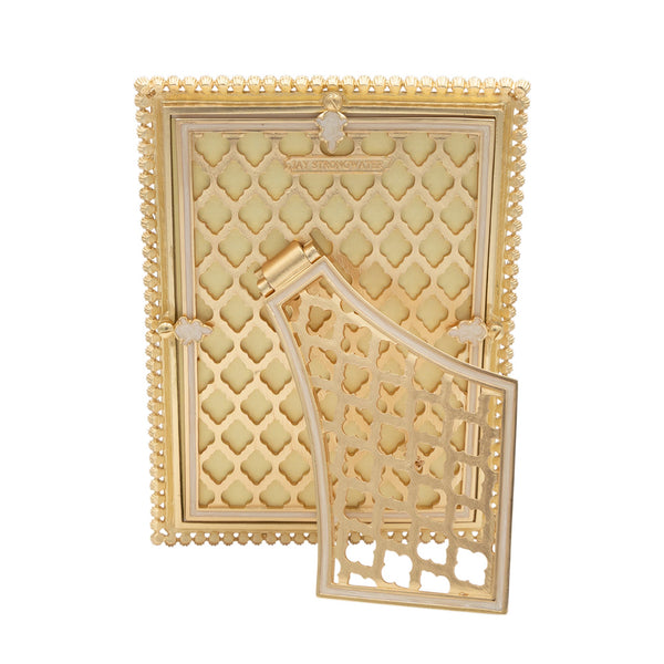 Load image into Gallery viewer, Jay Strongwater Lucas Stone Edge 5" x 7" Picture Frame - Gold Clear Stone
