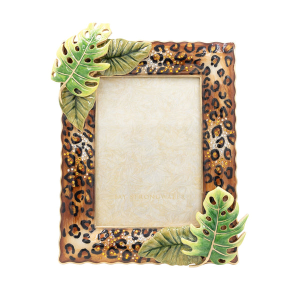 Load image into Gallery viewer, Jay Strongwater Orion Leopard Print and Palm Leaf 5 x 7 Frame
