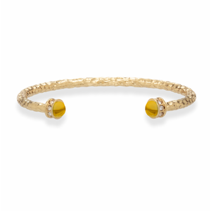 Halcyon Days Hammered Torque Bangle in Citrine & Gold