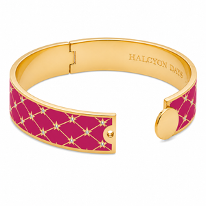 Halcyon Days Star Sparkle Trellis Hinged Bangle in Pink Tourmaline & Gold
