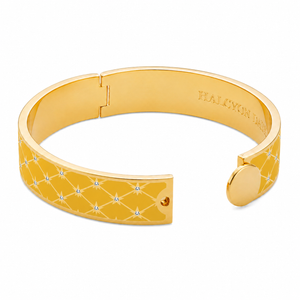 Halcyon Days Star Sparkle Trellis Hinged Bangle in Radiant Yellow & Gold