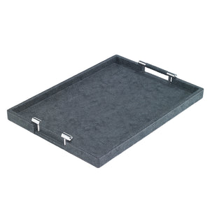 Bodrum Linens Stingray Charcoal Rectangular Handle Tray