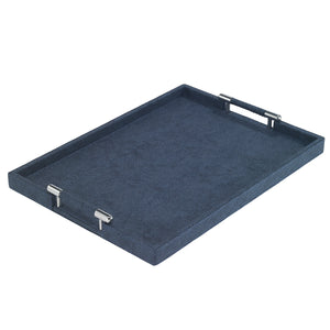 Bodrum Linens Stingray Navy Rectangular Handle Tray